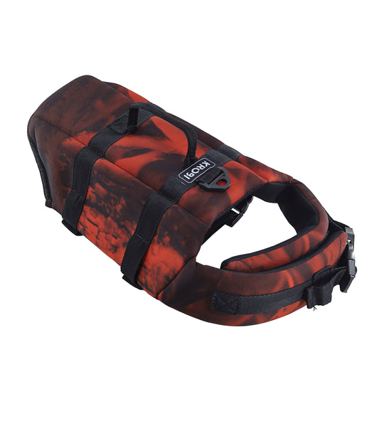 Chaleco de Flotabilidad para Perros KROBI – Neopreno de Alta Resistencia y Ajuste Ergonómico / Camuflado rojo
