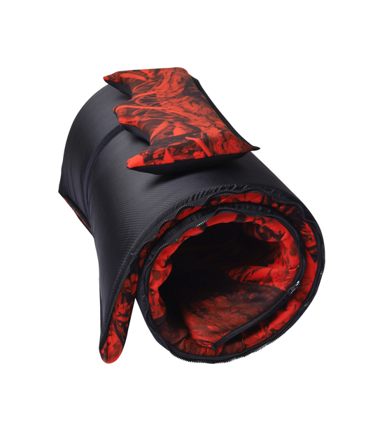 Colchoneta Flotante Roja Camuflada para Mar, Piscina y Río – Flotador Acolchado Enrollable | KROBI